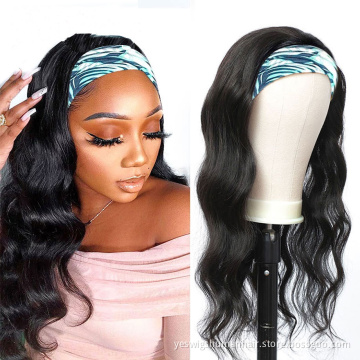 In Stock Mink Brazilian Cuticle Aligned  Pre Plucked Headband Wigs Human Hair wigs none lace Wig natural Body Wave human hair